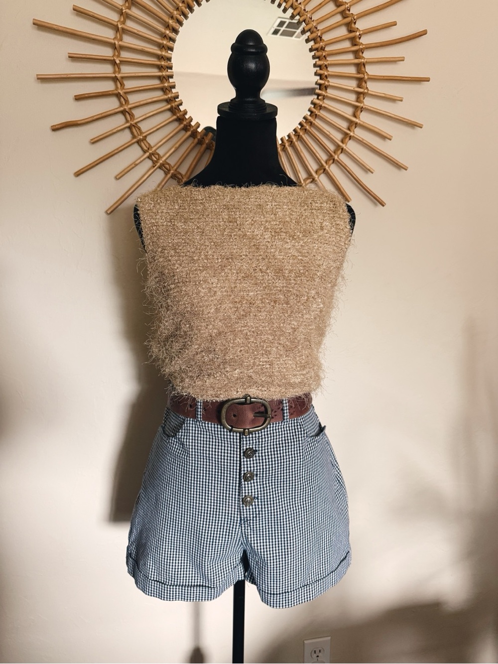 Textured Beige Fuzzy Top